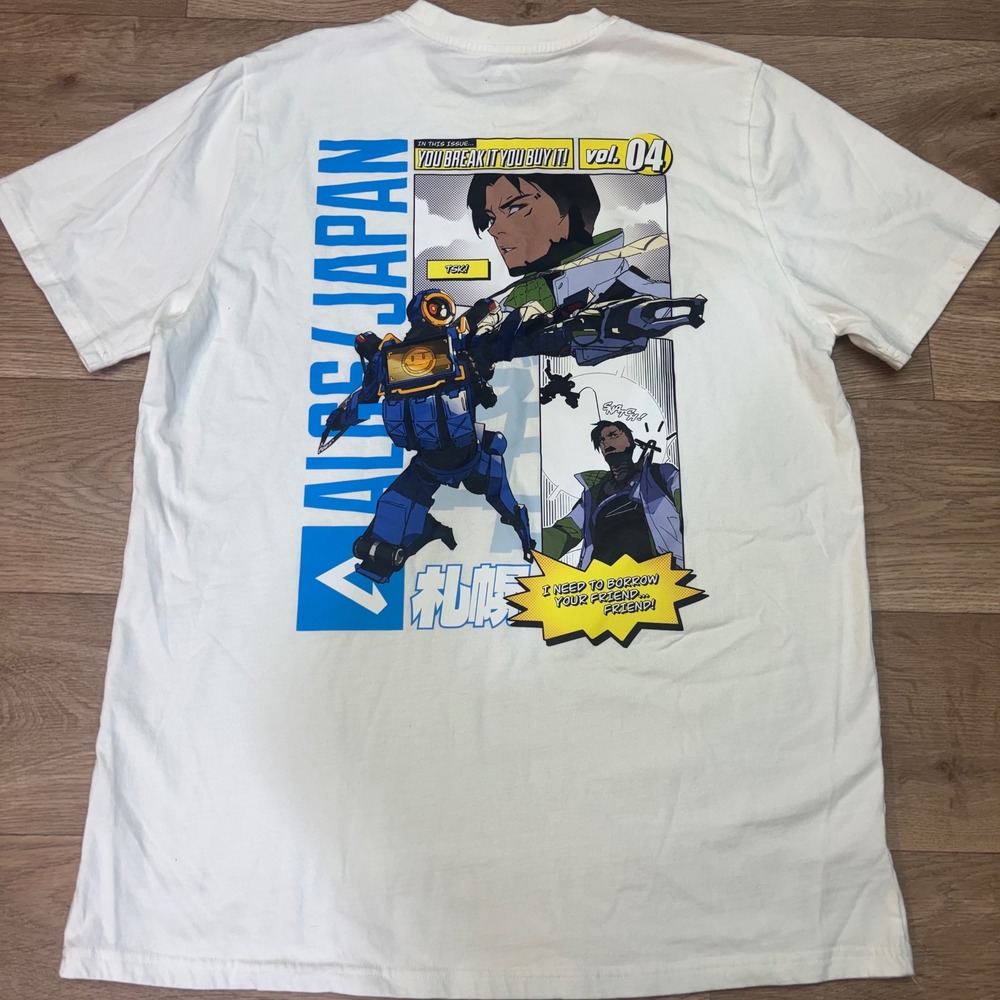 Apex Legends ALGS Japan 2024 Pathfinder Crypto Graphic T-Shirt Mens L White